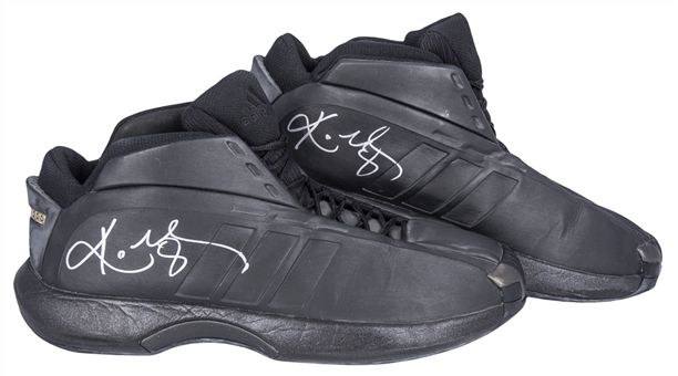 2001 Kobe Bryant Game Used & Dual Signed Adidas Kobe 1 Playoffs/Finals Sneakers (Mears & JSA)  